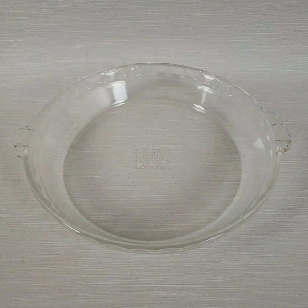Pyrex Pie Plate 229 23cm #18 Fluted Deep Dish Clear Glass Bakeware VTG MCM